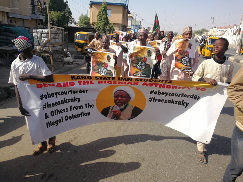 free zakzaky protest in kano for medical care
